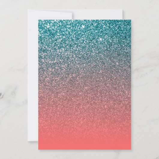Invitation Parties scintillant corail et Ombre Turquoise Enre (Dos)