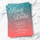 Invitation Parties scintillant corail et Ombre Turquoise Enre
