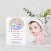Invitation Parties scintillant couleur Unicornes Anniversaire (Debout devant)