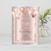 Invitation Parties scintillant, Couronne, Ballons 25e anniver (Debout devant)