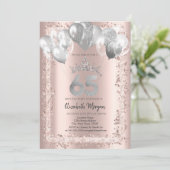 Invitation Parties scintillant, Couronne d'argent, Ballons 65 (Debout devant)