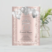 Invitation Parties scintillant, Couronne d'argent, Ballons 75 (Debout devant)