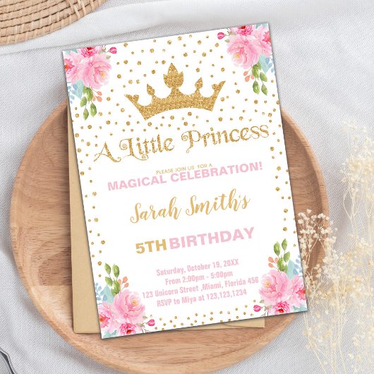 Invitation Parties scintillant Couronne princesse Anniversair