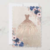 Invitation Parties scintillant Couronne, Robe, Roses bleus Qu (Dos)