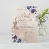 Invitation Parties scintillant Couronne, Robe, Roses bleus Qu (Debout devant)