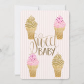 Invitation Parties scintillant Crème glacée Macarons rayé Ann (Dos)