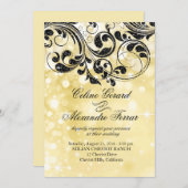 Invitation Parties scintillant Curlico sur Faux Metallic Boke (Devant / Derrière)