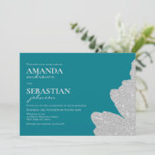 Invitation Parties scintillant cyan profond chic brosse maria (Debout devant)