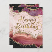 Invitation Parties scintillant d'âge rose et or (Devant / Derrière)