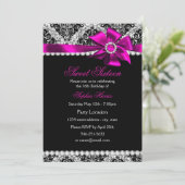 Invitation Parties scintillant Damas & Pink Jewel Bow Sweet 1 (Debout devant)