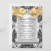 Invitation Parties scintillant Damask & Gold Bow Sweet 16 Inv (Dos)