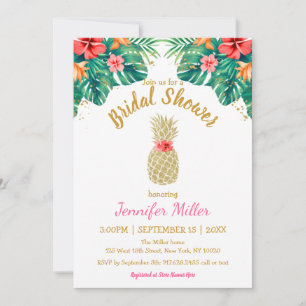 Invitation Parties scintillant d'ananas en or Fête des mariée