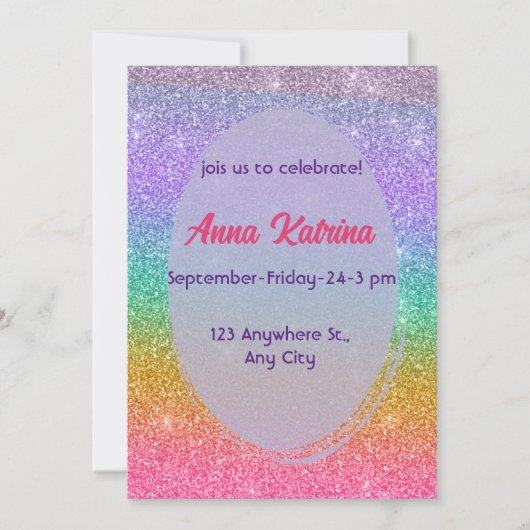 Invitation Parties scintillant d'anniversaire (Devant)