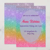 Invitation Parties scintillant d'anniversaire (Devant / Derrière)