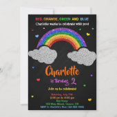 Invitation Parties scintillant d'anniversaire arc-en-ciel inv (Devant)