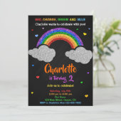 Invitation Parties scintillant d'anniversaire arc-en-ciel inv (Debout devant)