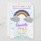 Invitation Parties scintillant d'anniversaire arc-en-ciel inv (Devant)