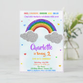 Invitation Parties scintillant d'anniversaire arc-en-ciel inv (Debout devant)