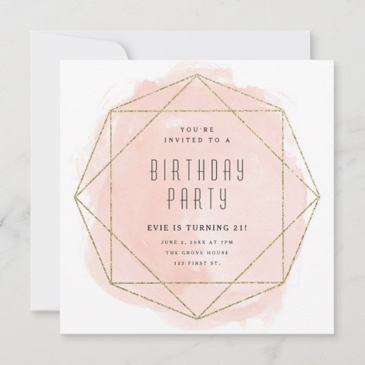 Invitation Parties scintillant d'anniversaire de l'aquarelle  (Devant)