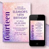 Invitation Parties scintillant d'anniversaire violet rose