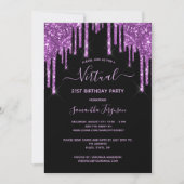 Invitation Parties scintillant d'anniversaire virtuel goutte  (Devant)