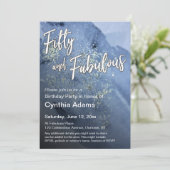 Invitation Parties scintillant d'aquarelle bleu moderne Cinqu (Debout devant)