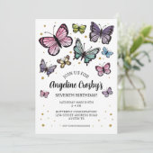 Invitation Parties scintillant d'aquarelle d'anniversaire pap (Debout devant)
