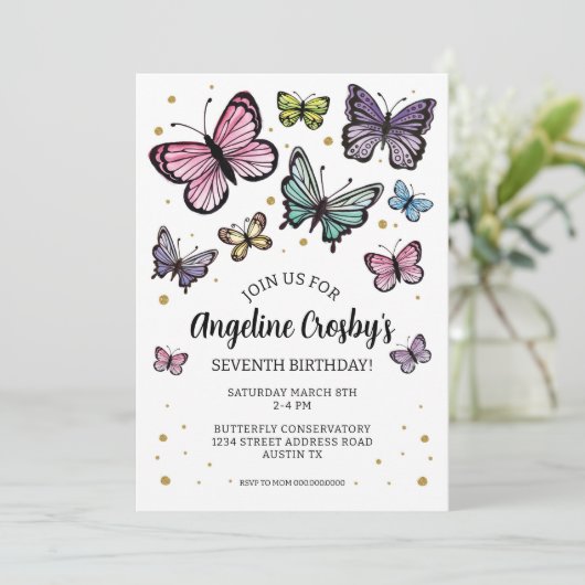 Invitation Parties scintillant d'aquarelle d'anniversaire pap (Debout devant)