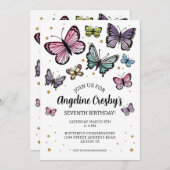 Invitation Parties scintillant d'aquarelle d'anniversaire pap (Devant / Derrière)