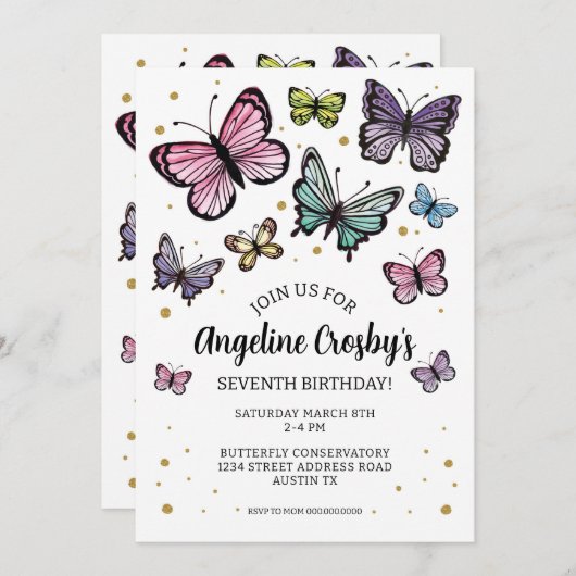 Invitation Parties scintillant d'aquarelle d'anniversaire pap (Devant / Derrière)