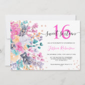 Invitation Parties scintillant d'aquarelle florale sauvage Sw (Devant)