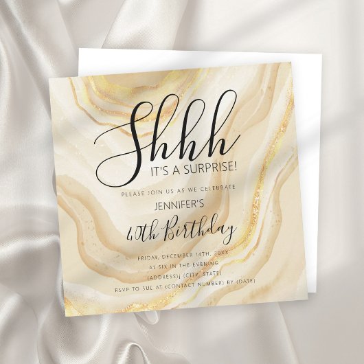 Invitation Parties scintillant d'aquarelle moderne Gold 40e a