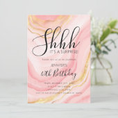 Invitation Parties scintillant d'aquarelle moderne Rose Gold  (Debout devant)