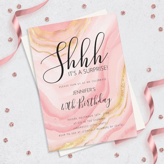 Invitation Parties scintillant d'aquarelle moderne Rose Gold 