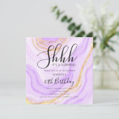 Invitation Parties scintillant d'aquarelle moderne violet 40e (Debout devant)