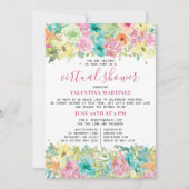 Invitation Parties scintillant d'aquarelle rose bleu floral (Devant)