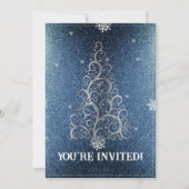 Invitation Parties scintillant d'arbre de Noël et flocons de (Devant)