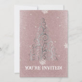 Invitation Parties scintillant d'arbre de Noël et flocons de (Devant)