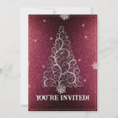 Invitation Parties scintillant d'arbre de Noël et flocons de  (Devant)
