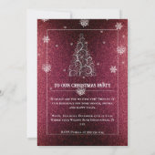 Invitation Parties scintillant d'arbre de Noël et flocons de  (Dos)