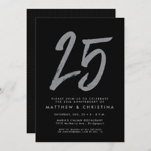 Invitation Parties scintillant d'argent 25e anniversaire invi