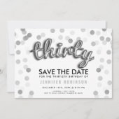 Invitation Parties scintillant d'argent 30e anniversaire Enre (Devant)