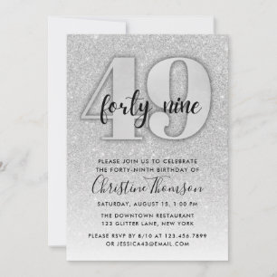 Invitation Parties scintillant d'argent 49e anniversaire Invi