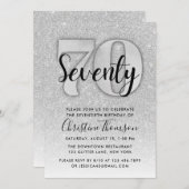 Invitation Parties scintillant d'argent 70e anniversaire Invi (Devant / Derrière)