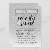 Invitation Parties scintillant d'argent 77e anniversaire Invi (Devant / Derrière)