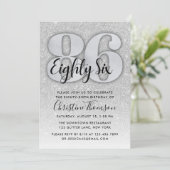 Invitation Parties scintillant d'argent 86e anniversaire Invi (Debout devant)