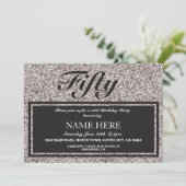 Invitation Parties scintillant d'argent, anniversaire élégant (Debout devant)