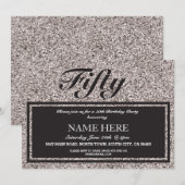 Invitation Parties scintillant d'argent, anniversaire élégant (Devant / Derrière)