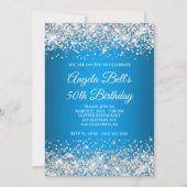 Invitation Parties scintillant d'argent Azure Gradient 50e an (Devant)