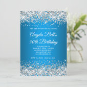 Invitation Parties scintillant d'argent Azure Gradient 50e an (Debout devant)
